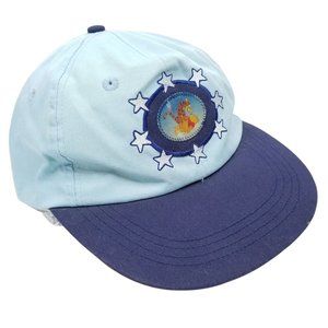 Vintage Disney Pooh Tigger Cap Hat Hologram 3D Elastic Band Closure Blue Winnie